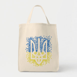 Ukrainian emblem trident tryzub scattering hearts tote bag