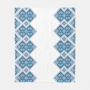 Ukrainian embroidery blue vyshyvanka fleece blanket