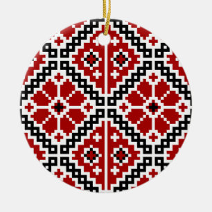 Ukrainian embroidery ceramic tree decoration