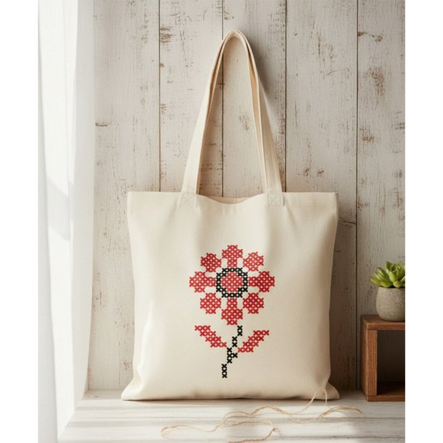 Ukrainian Embroidery Flower Cross Stitch Tote Bag (Creator Uploaded)