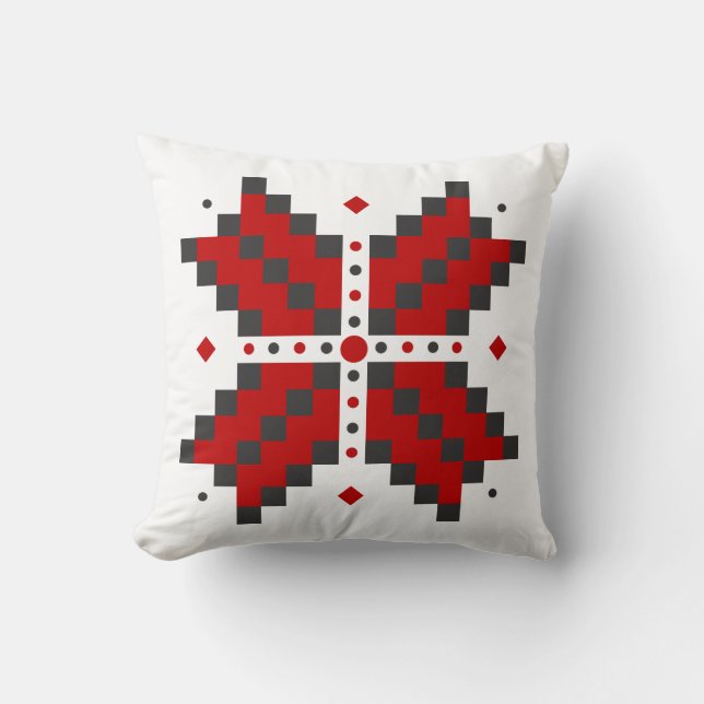 Ukrainian embroidery, red and black cushion (Front)