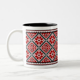 Ukrainian embroidery (vyshyvanka) mug black