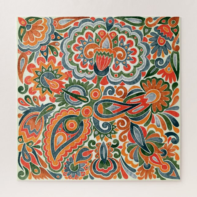 Ukrainian Ethnic Flower, Hand-Drawn Marker. Jigsaw Puzzle (Vertical)