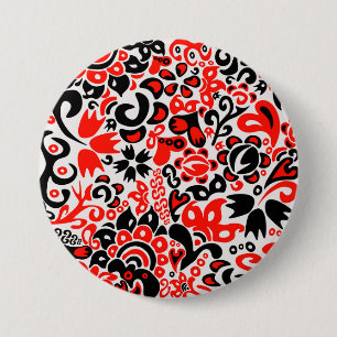 Ukrainian ethnic folk art floral pattern absrtact 7.5 cm round badge
