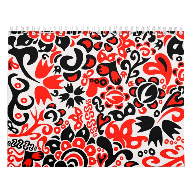 Ukrainian ethnic folk art floral pattern absrtact  calendar (Cover)