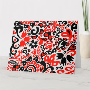 Ukrainian ethnic folk art floral pattern absrtact  card