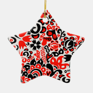 Ukrainian ethnic folk art floral pattern absrtact  ceramic tree decoration