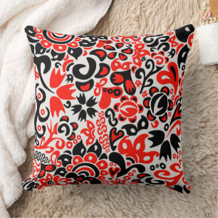 Ukrainian ethnic folk art floral pattern absrtact cushion