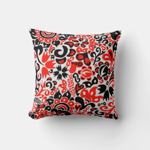 Ukrainian ethnic folk art floral pattern absrtact cushion