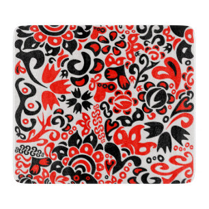 Ukrainian ethnic folk art floral pattern absrtact  cutting board