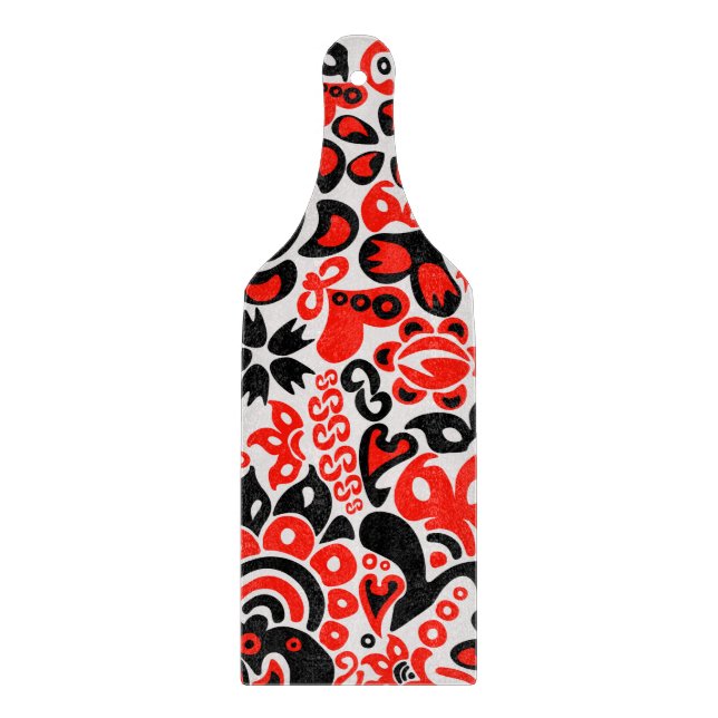 Ukrainian ethnic folk art floral pattern absrtact  cutting board (Front)