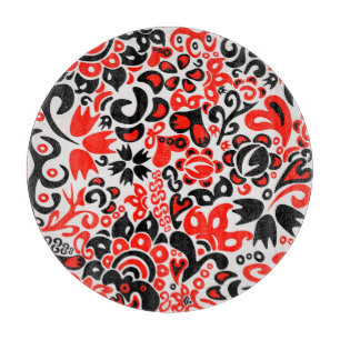 Ukrainian ethnic folk art floral pattern absrtact  cutting board