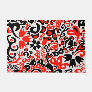 Ukrainian ethnic folk art floral pattern absrtact doormat
