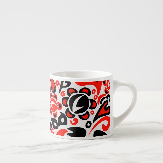Ukrainian ethnic folk art floral pattern absrtact  espresso cup (Right)