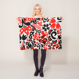 Ukrainian ethnic folk art floral pattern absrtact fleece blanket