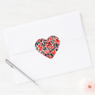 Ukrainian ethnic folk art floral pattern absrtact  heart sticker