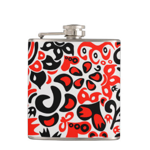 Ukrainian ethnic folk art floral pattern absrtact  hip flask