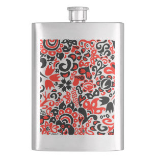 Ukrainian ethnic folk art floral pattern absrtact  hip flask