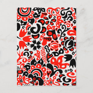 Ukrainian ethnic folk art floral pattern absrtact  holiday postcard