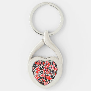 Ukrainian ethnic folk art floral pattern absrtact  key ring