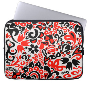 Ukrainian ethnic folk art floral pattern absrtact laptop sleeve