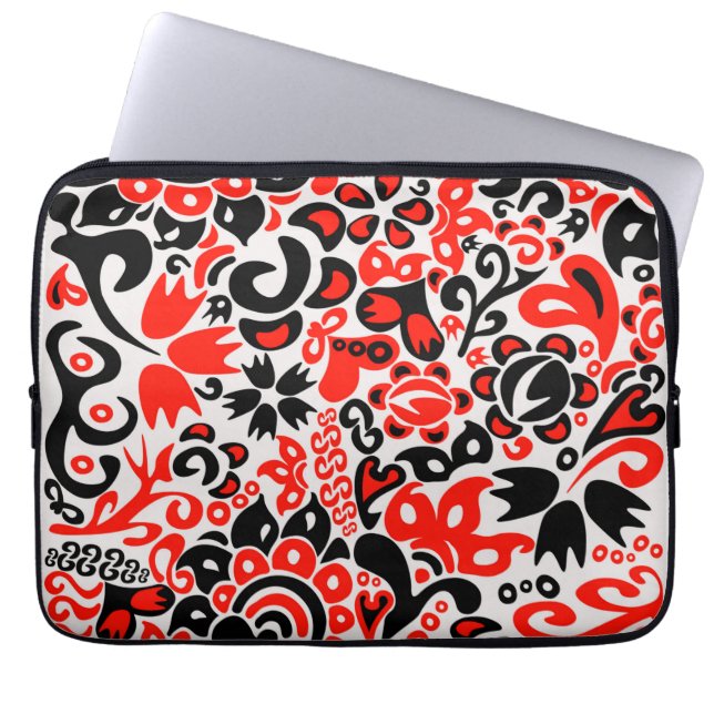 Ukrainian ethnic folk art floral pattern absrtact  laptop sleeve (Front)