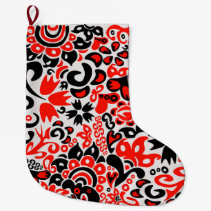 Ukrainian ethnic folk art floral pattern absrtact large christmas stocking