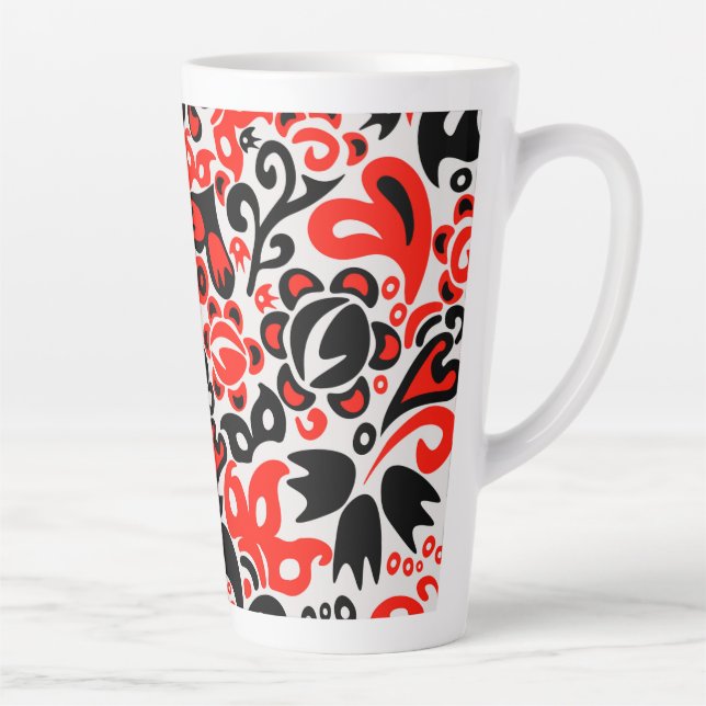 Ukrainian ethnic folk art floral pattern absrtact  latte mug (Right)