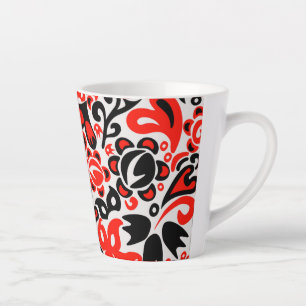 Ukrainian ethnic folk art floral pattern absrtact latte mug