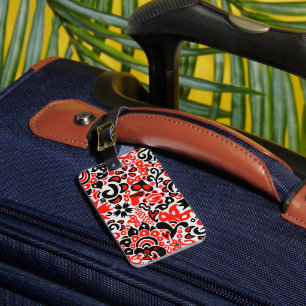 Ukrainian ethnic folk art floral pattern absrtact luggage tag