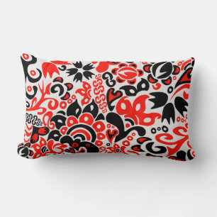 Ukrainian ethnic folk art floral pattern absrtact  lumbar cushion
