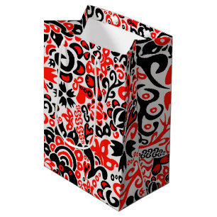 Ukrainian ethnic folk art floral pattern absrtact medium gift bag