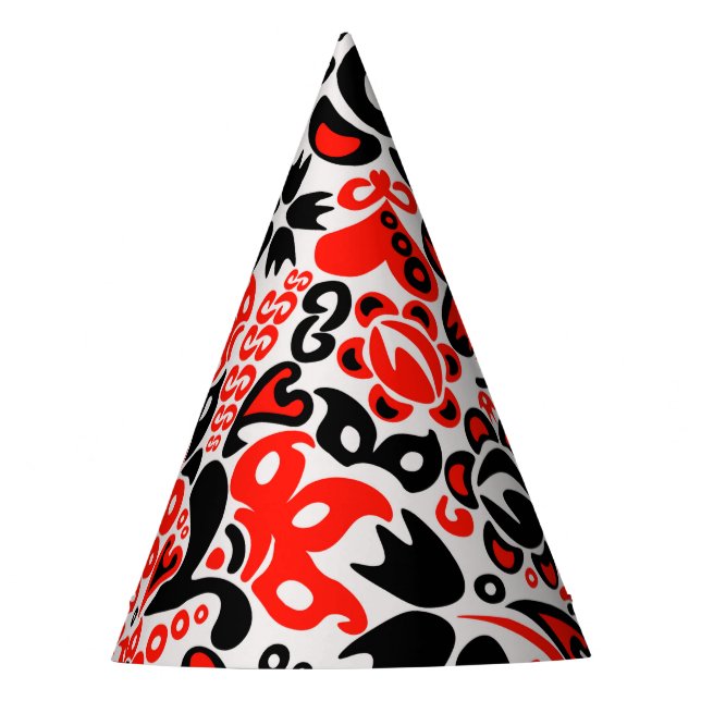 Ukrainian ethnic folk art floral pattern absrtact  party hat (Front)