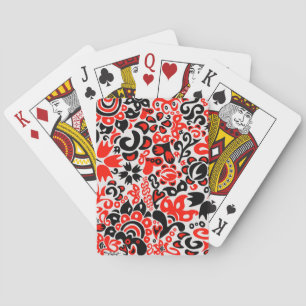 Ukrainian ethnic folk art floral pattern absrtact playing cards