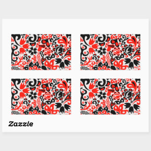 Ukrainian ethnic folk art floral pattern absrtact  rectangular sticker