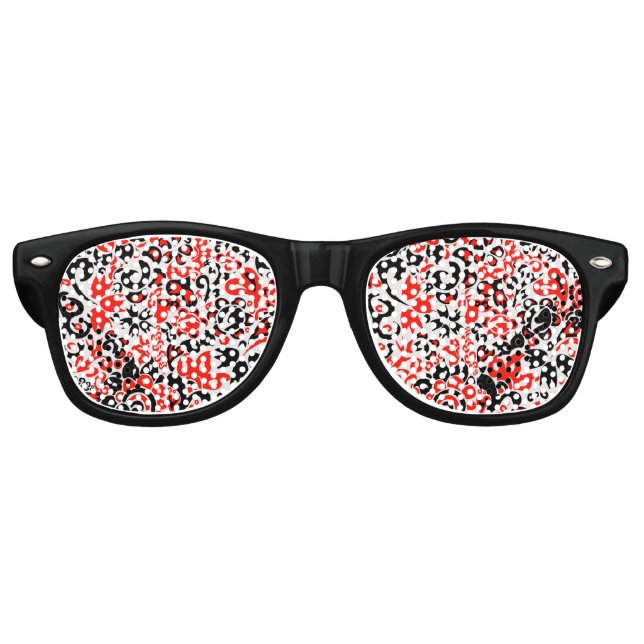 Ukrainian ethnic folk art floral pattern absrtact  retro sunglasses (Front)