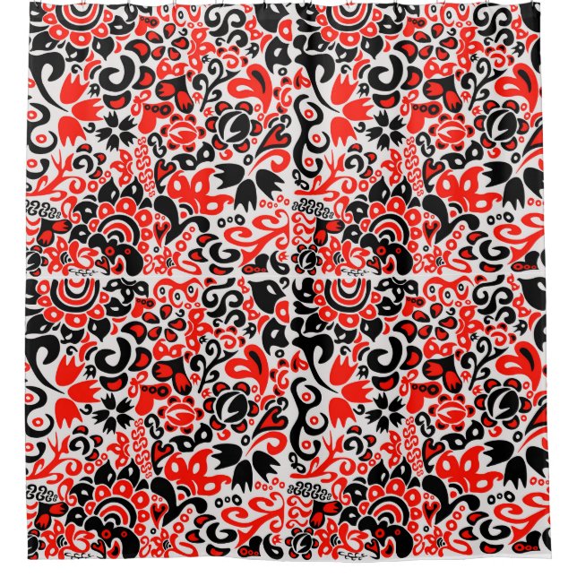 Ukrainian ethnic folk art floral pattern absrtact  shower curtain (Front)