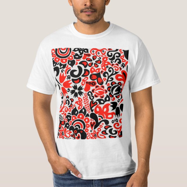 Ukrainian ethnic folk art floral pattern absrtact  T-Shirt (Front)