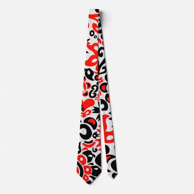 Ukrainian ethnic folk art floral pattern absrtact  tie (Front)