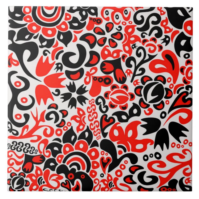 Ukrainian ethnic folk art floral pattern absrtact  tile (Front)