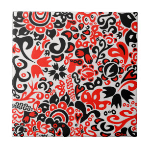 Ukrainian ethnic folk art floral pattern absrtact tile