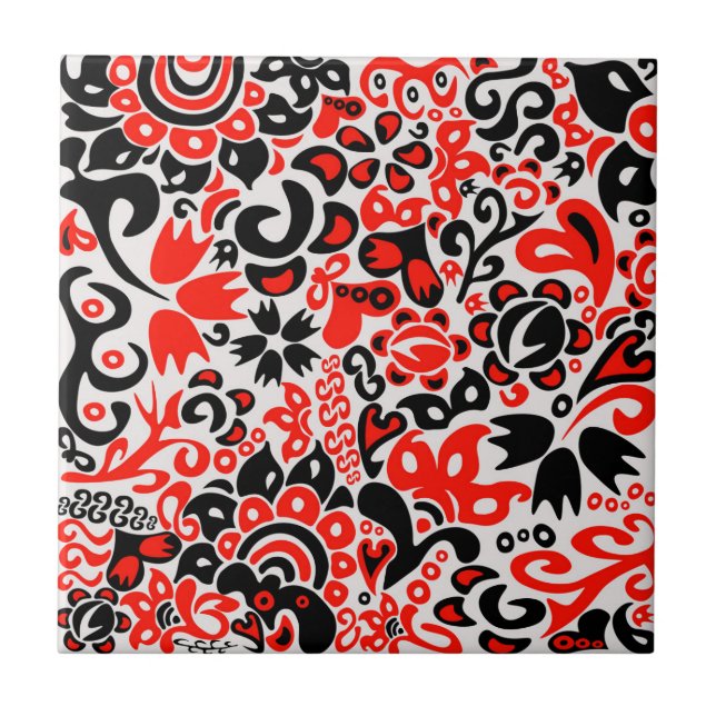 Ukrainian ethnic folk art floral pattern absrtact  tile (Front)