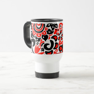 Ukrainian ethnic folk art floral pattern absrtact travel mug