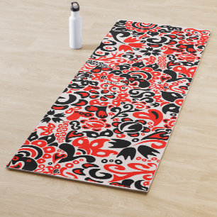 Ukrainian ethnic folk art floral pattern absrtact yoga mat