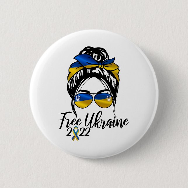 Ukrainian Flag2  6 Cm Round Badge (Front)