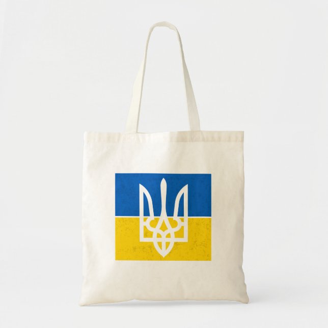 Ukrainian flag and coat of arms tote bag (Front)