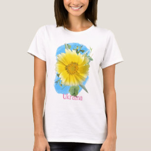 Ukrainian flag and flowers T-Shirt