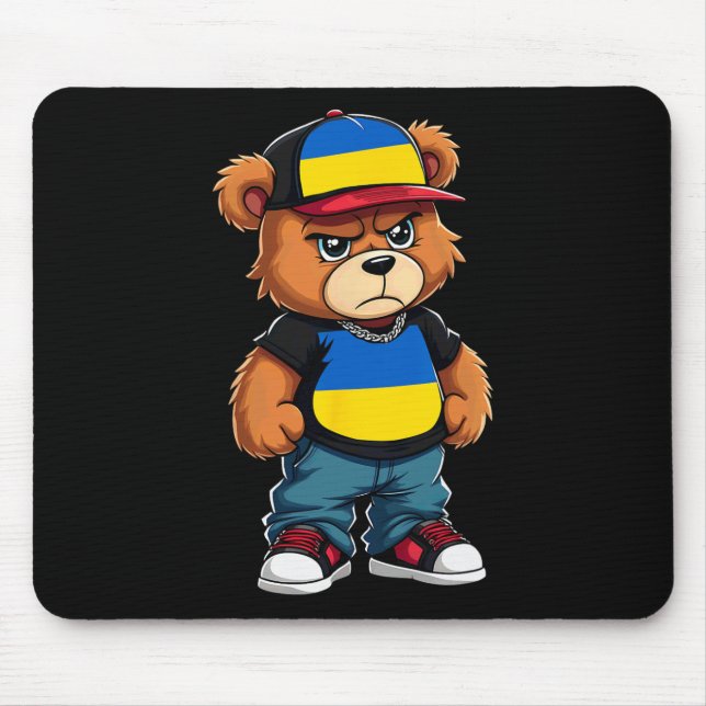 Ukrainian Flag Bear Ukraine Hip Hop  Mouse Pad (Front)