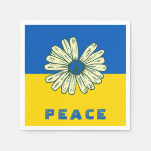 Ukrainian Flag Blue Yellow Peace Sunflower   Napkin