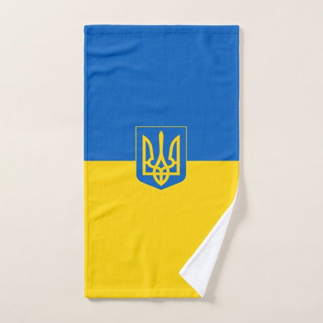 Ukrainian flag-Coat of arms Hand Towel (Hand Towel)